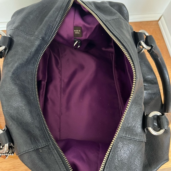 Vintage RARE Coach Large Madison Pearlized BLK Leather Sabrina Satchel Purse - Picture 7 of 9